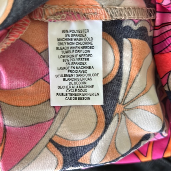 Trina Turk Bernice Maui Blooms Cold Shoulder Tie Waist Draped Knit Dress - XS - Picture 12 of 13